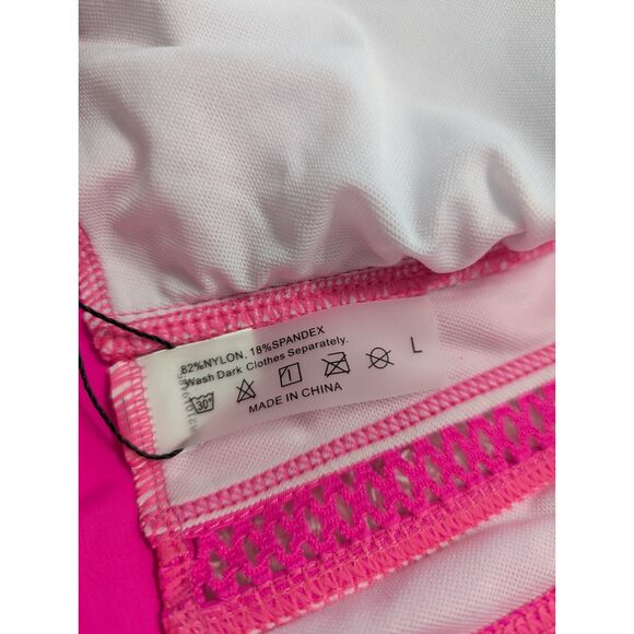 👙 Tempt Me Neon Pink Backless Mesh One Piece Swimsuit L - NWT - Picture 5 of 5